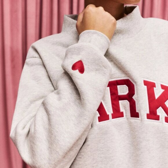 Parke Grey Valentine's Varsity Mockneck 🤍💗 - Picture 3 of 5